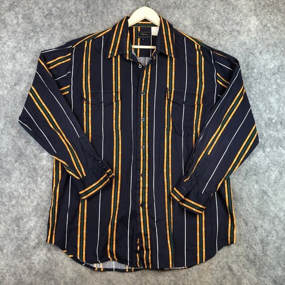 Roper Other - Roper Western Shirt XL Mens Vintage Horseshoe Striped Print Long Sleeve Buttons